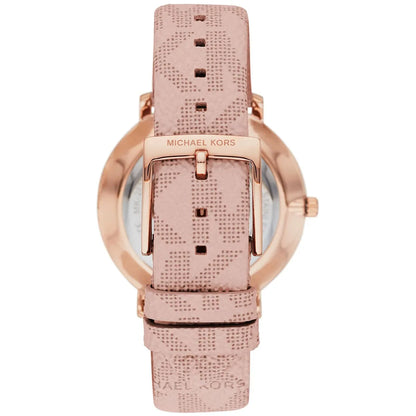 Michael Kors Pyper watch caseback showing engraved model and specifications