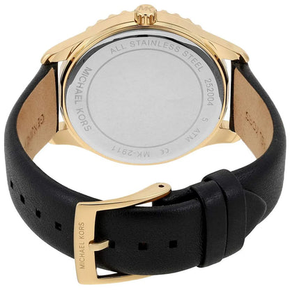 Caseback of Michael Kors Layton watch showing stainless steel with model number