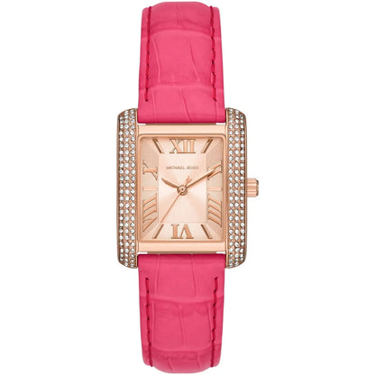 Michael Kors Emery MK2984 women's watch with rose gold dial and geranium pink leather strap