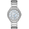 Michael Kors Kerry women's watch with chambray blue mother-of-pearl dial and crystal-set bezel on silver stainless steel bracelet
