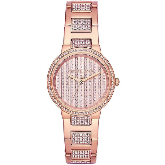 Michael Kors Gabbi Glitz rose gold women's watch with crystal-paved dial and bracelet