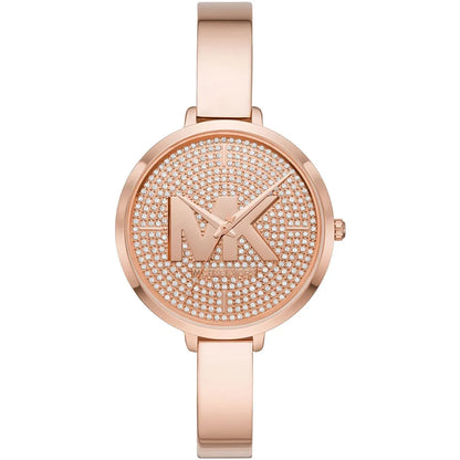 Michael Kors Charley Pavé women's watch with rose gold case, crystal-pavé dial, and MK logo