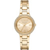 Michael Kors Taryn gold women's watch with crystal-paved bezel and matching gold bracelet