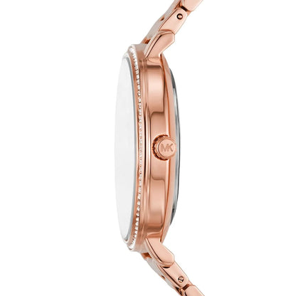 Michael Kors Pyper MK4594 side profile showing crystal bezel and rose gold case
