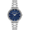 Michael Kors Pyper blue dial women's watch with silver stainless steel strap and crystal bezel