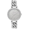 Michael Kors Catelyn silver women's watch with crystal-paved dial and chain link bracelet