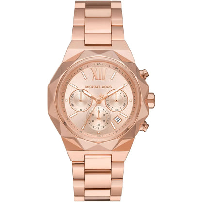 Michael Kors Raquel chronograph women's watch with rose gold-tone stainless steel case and matching bracelet