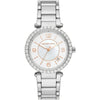 Michael Kors Parker Lux silver-tone women's watch with white dial and crystal bezel