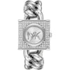 Michael Kors Mini Lock silver-tone watch with crystal pavé square case and chain link strap