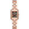 Michael Kors Mini Emery rectangular watch with rose gold case, pavé bezel, green mother-of-pearl dial and rose gold bracelet