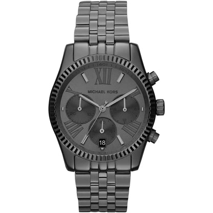 Michael Kors Lexington MK5709 chronograph watch with gray dial and stainless steel bracelet