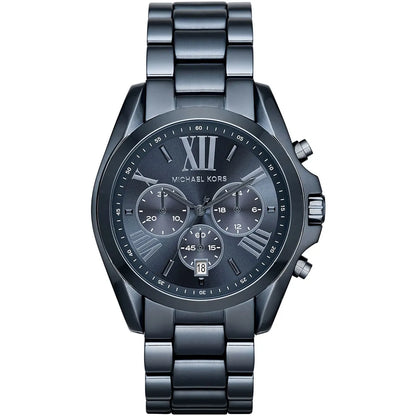 Michael Kors Bradshaw chronograph watch with navy blue dial and stainless steel bracelet