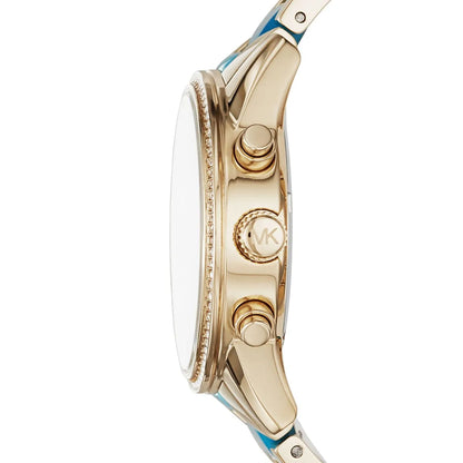 Michael Kors Ritz watch profile showing crystal-set bezel and case thickness