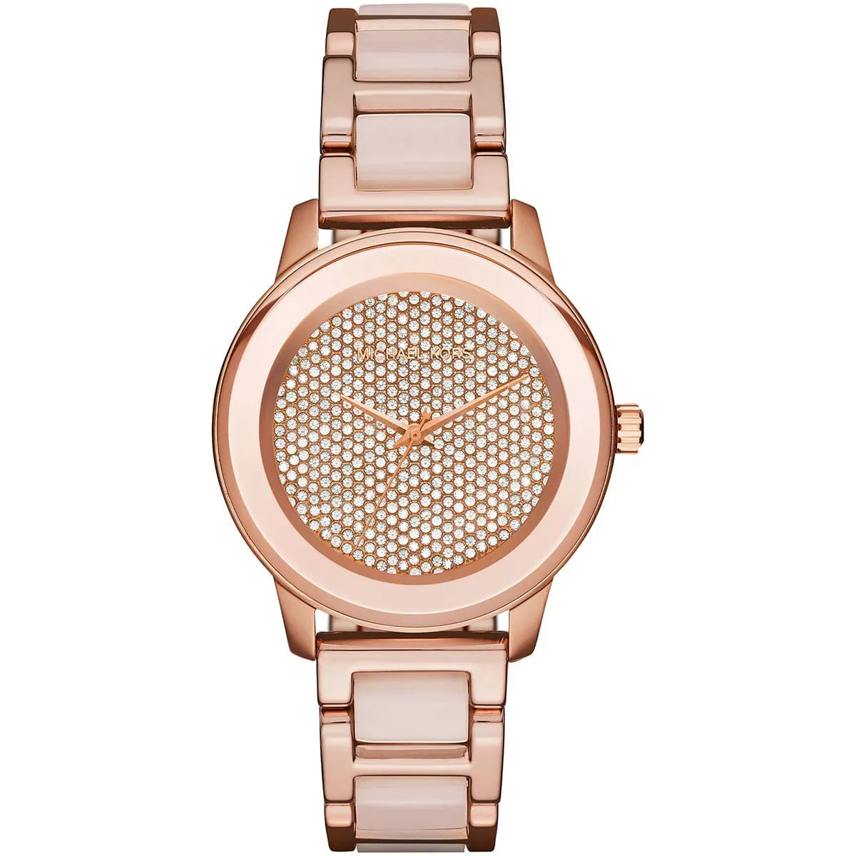 Michael Kors Kinsley MK6432 rose gold women's watch with crystal-paved dial and acetate strap
