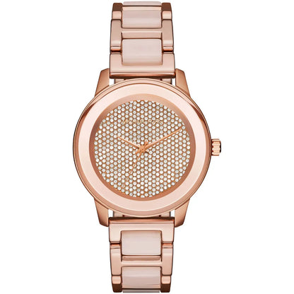Michael Kors Kinsley MK6432 rose gold women's watch with crystal-paved dial and acetate strap