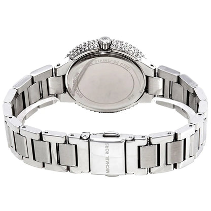 Michael Kors Mini Taryn watch caseback showing stainless steel construction