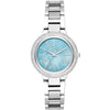 Michael Kors Mini Taryn silver women's watch with blue MOP dial and crystal bezel
