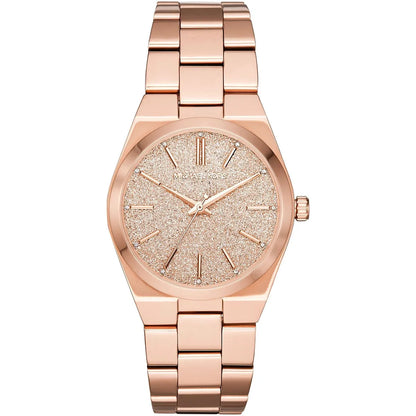 Michael Kors Channing MK6624 rose gold watch with glitter dial and stainless steel bracelet