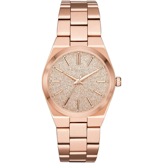 Michael Kors Channing MK6624 rose gold watch with glitter dial and stainless steel bracelet