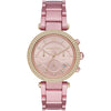 Michael Kors Parker pink chronograph watch with crystal-studded dial and pink metal band