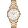 Michael Kors Layton white mother-of-pearl dial gold-tone watch with crystal bezel