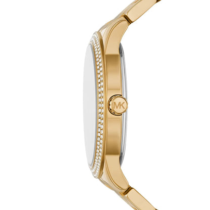 Michael Kors Tibby MK6879 profile view showing case thickness and crystal-studded bezel