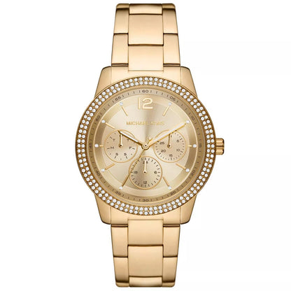 Michael Kors Oversized Tibby gold women's watch with multifunction chronograph dial and crystal bezel