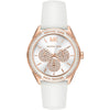 Michael Kors MK6945 women's watch with white dial, rose gold case, crystal elements and white silicone strap