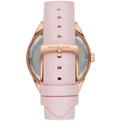 Michael Kors MK6946 watch case back view with silicone strap and buckle closure