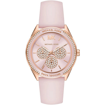 Michael Kors MK6946 rose gold-tone women's watch with pink dial and silicone strap