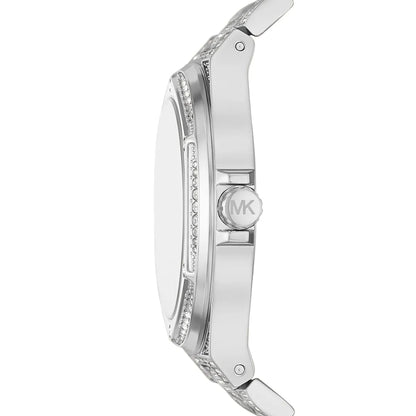 Michael Kors Lennox Pavé watch side profile showing crystal-set bezel and thin case design