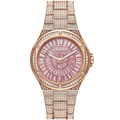 Michael Kors Lennox Pavé rose gold women's watch with pink dial and crystal-embellished case and bracelet