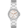 Michael Kors Camille MK7198 silver-tone women's watch with white multifunction dial and crystal bezel