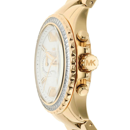 Michael Kors Everest Chronograph Silver Sunray Dial Gold Women's Watch - MK7212