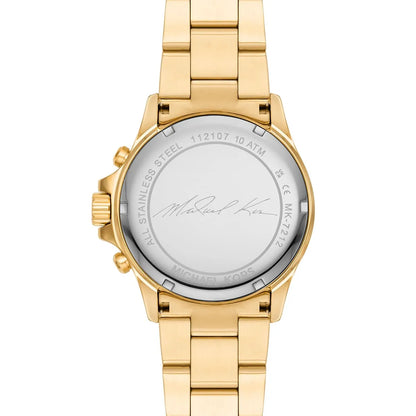 Michael Kors Everest Chronograph Silver Sunray Dial Gold Women's Watch - MK7212