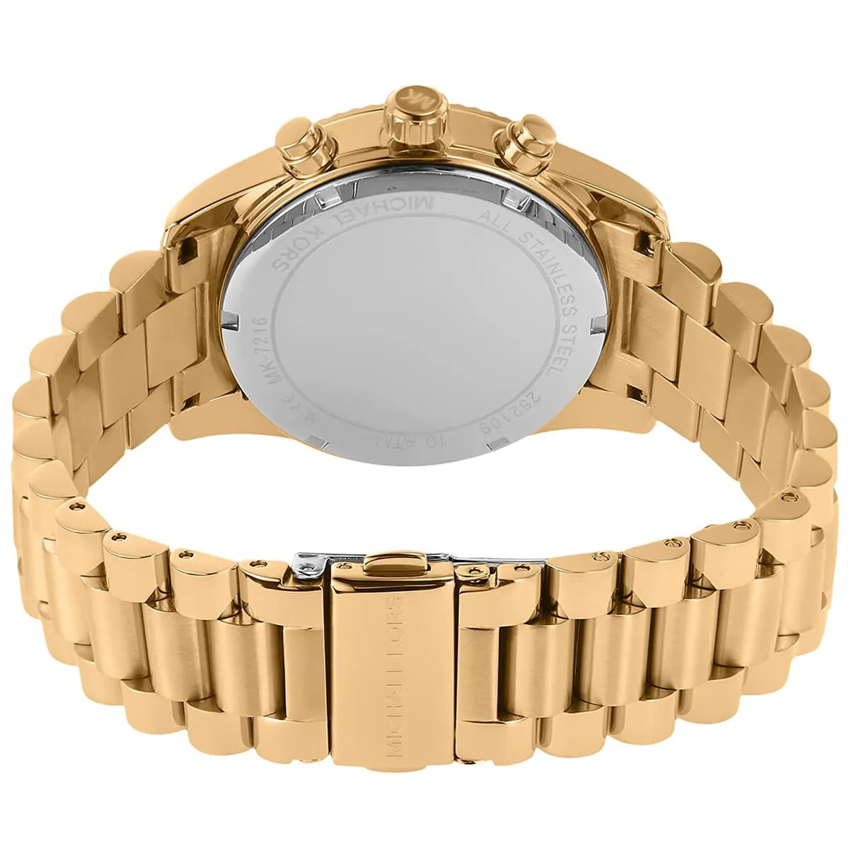 Gold-tone stainless steel three-link bracelet of Michael Kors Lexington with deployment clasp