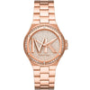 Michael Kors Lennox rose gold women's watch with crystal-embellished dial and matching metal bracelet
