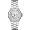 Michael Kors Lennox silver-tone women's watch with crystal pavé dial and MK logo