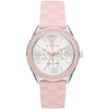 Michael Kors Jessa oversized multifunction watch with silver dial and pink silicone strap