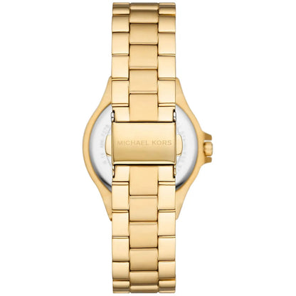 Michael Kors Mini Lennox gold stainless steel bracelet and clasp detail
