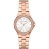 Michael Kors Mini-Lennox rose gold women's watch with white dial and pavé crystal bezel