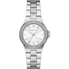 Michael Kors Mini Lennox silver-tone women's watch with crystal bezel and white dial