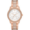 Michael Kors Oversized Tibby Pavé rose gold-tone women's watch with crystal bezel and silver dial