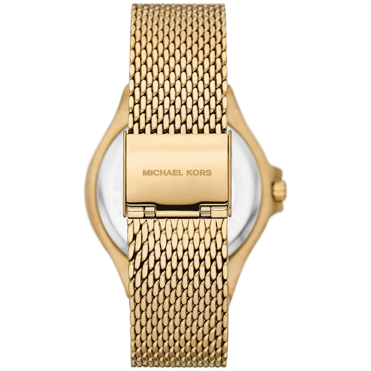 Back view of Michael Kors Lennox watch with mesh strap and closure