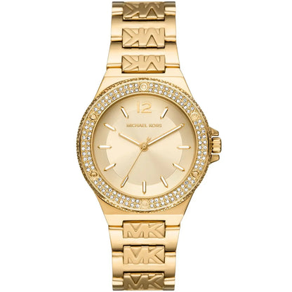 Michael Kors Lennox gold women's watch with crystal bezel and champagne dial