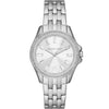 Michael Kors Pilot MK7379 women's watch with silver dial, crystal bezel, and silver-tone metal bracelet