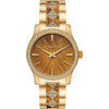 Michael Kors Everest MK7389 gold women's watch with brown dial, crystal-set bezel and gold metal strap
