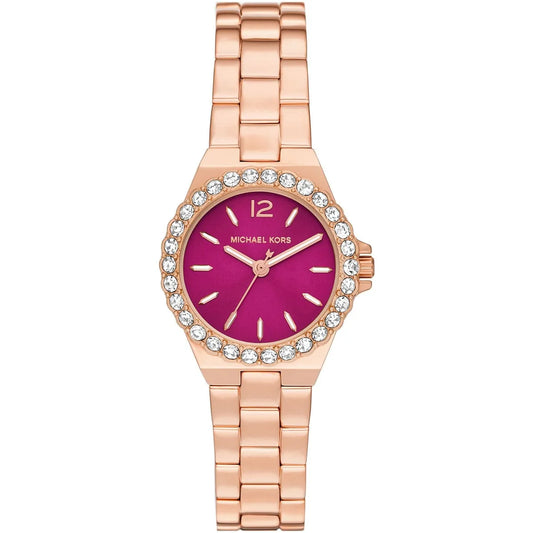 Michael Kors Mini Lennox women's watch with pink dial and rose-gold stainless steel bracelet