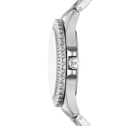 Michael Kors Everest MK7403 side view displaying crystal-embellished bezel and crown
