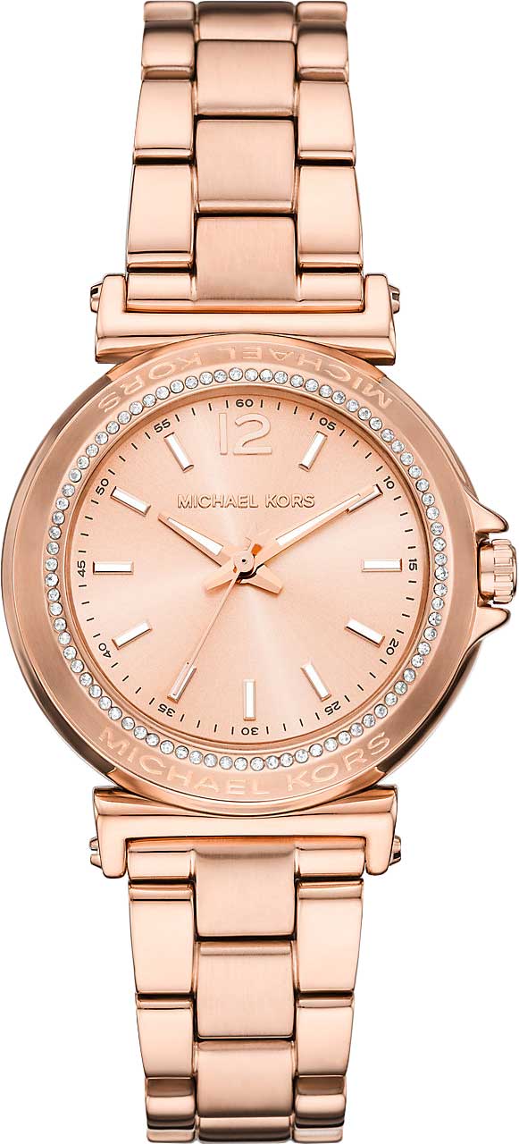 Michael Kors Maren rose gold-tone women's watch with crystal-accented bezel and matching bracelet